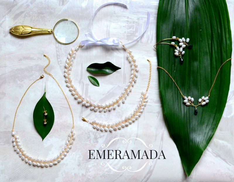 emeramada, cercei lungi cu perle, tiara cu perle, colier cu perle, smarald, colier si cercei cu surub, miss babacilu